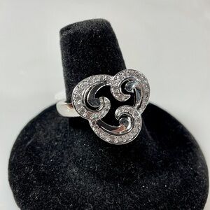 Gorgeous Pave Cubic Zirconia Silver Tone Statement Ring - Size 10